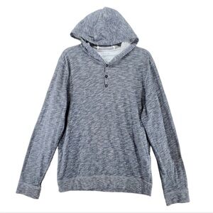 VINCE Mens Hoodie V Neck Long Sleeve Henley Button Placket Top Gray Sz M